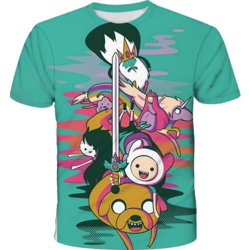 New Adventure Time With Finn And Jake T Shirt Kids Animation Film Printing O-Neck Finn Boy Girls Casual Tops 4-14T