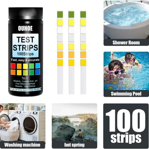 100pcs Multipurpose Swimming Pool PH Test Strips Chlorine SPA Swimming Pool Water Tester Paper Alkalinity Hardness Test New
