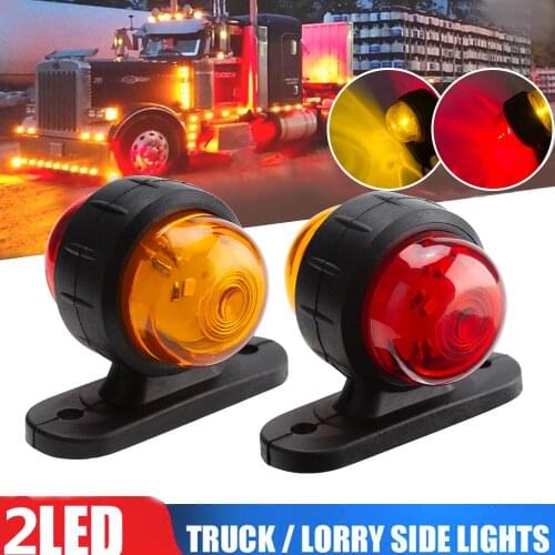 4PCS Yellow Red 2LED Corner Car Side Marker Lights LED Lights Outline Lamps Car Warning Light For Truck Trailer Van Bus 12V-24V