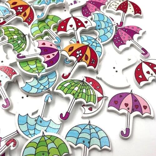 50pcs umbrella Wood Buttons 30*35mm Sewing Craft Mix Lots WB475