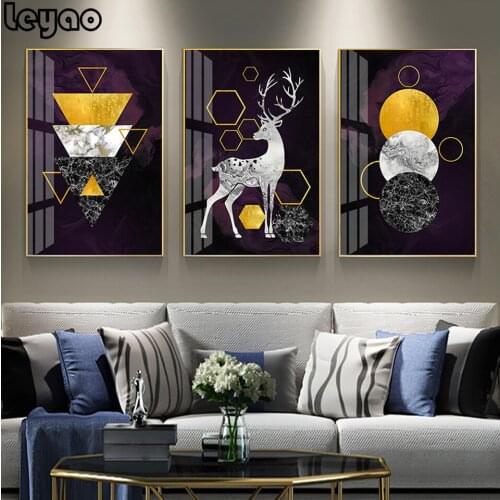 5D DIY Diamond Painting "Animal elk" Full Square/Round Drill Gold Abstract Geometric Deer Wall Art Canvas Painting Nordic