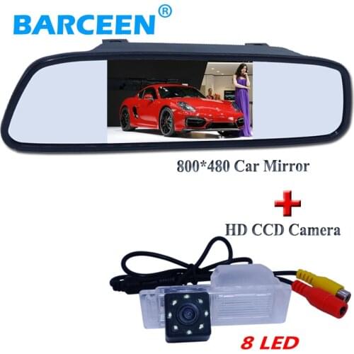 4.3" car mirror monitor screen resolution 800*480 wire+auto car back up camera bring 8 led lights for Chevrolet Cruze hatchback