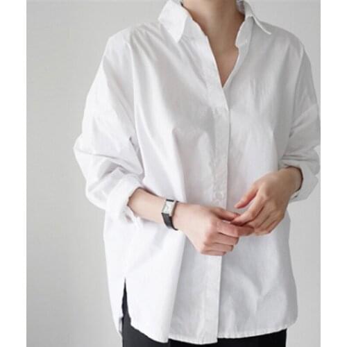 Fashion Woman Blouses 2021 Turn Down Collar Office Ladies Tops Cotton White Blouse Women Long Sleeve Women Shirts Blusas C356