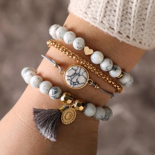Tassel Bracelets For Women Charm Bracelets Natural Stone Friendship Geometric Bracelet Adjustable Jewelry