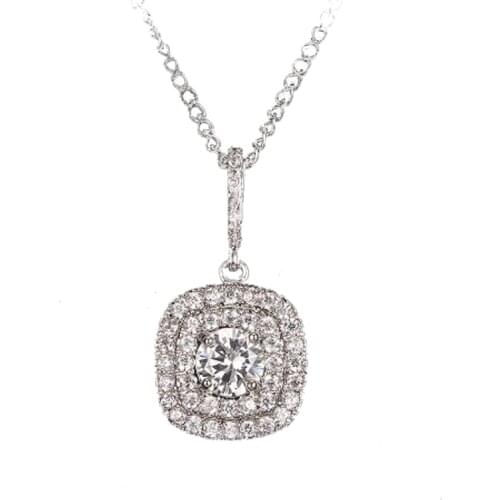 Bettyue Brand Fashion Charm AAA Cubic Zircon White Gold Color Square Pendant Chain Jewelry Necklaces For Woman Wedding Gift