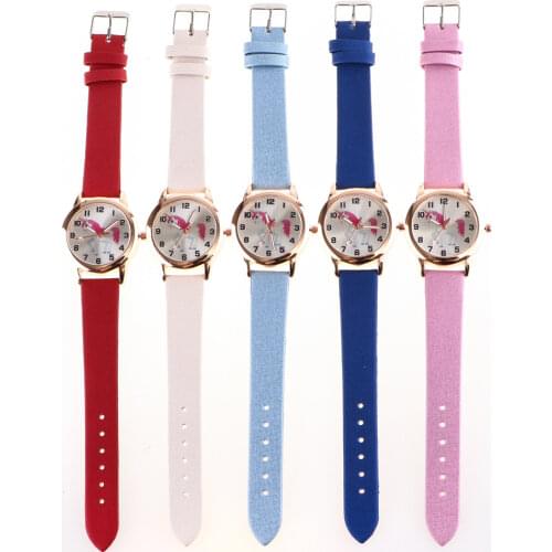 Children Watch Unicorn Leather Strap Analog Dial Quartz Watches Kids Wrist Watches for Boys Girls Xmas Gifts Cartoon Watch