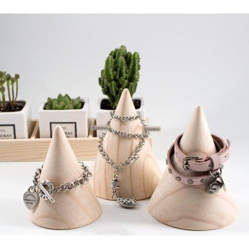 Wood Cone Bracelets&Bangle Display Holder Wood Jewellery Stand Jewelry Display Holder