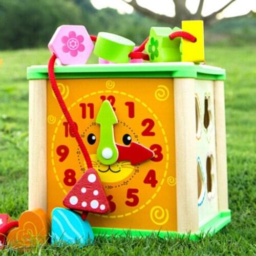 Wooden Bead Maze Multi-function Wooden Math Around Bead Maze Recognition Abacus Clock Learning Educational Toy For Kids