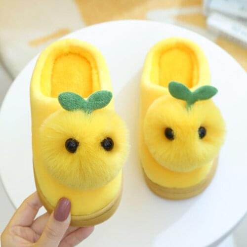 Children Cotton Slippers Baby Girls Indoor Non-slip Warm Plush Slippers 2021 Winter Kids Cartoon Home Boys Non-slip Slippers