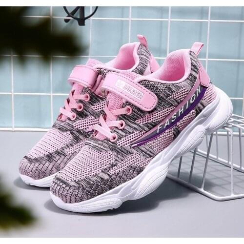Children Fashion Breathable Sneakers Kids Mesh Lace-up Running Shoes Lightweight Anti-slip Walking Casual School Boot Boys Girls