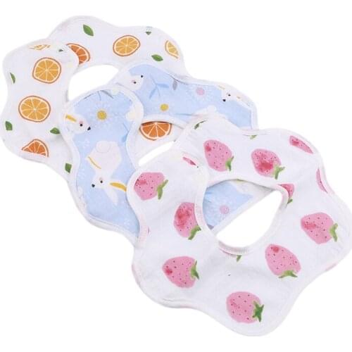 Baby Bibs 360 Degree Rotation Cartoon Gauze Muslin Baby Kids Bandana Burp Cloth Soft Newborn Infant Saliva Towel Baby Stuff