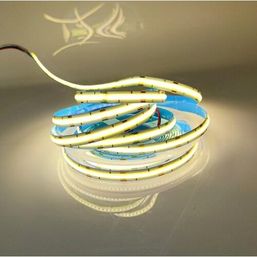 2700K-6500K CCT Dimmable Bicolor LED COB Strip With Dimmer 12V 24V Flexible COB Bar Light Yellow Cool White For Decorating