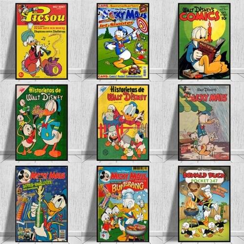 Disney Classic Animation Donald Duck Canvas Painting Retro Cartoon Poster and Prints Wall Art Picture for Living Room Home Decor