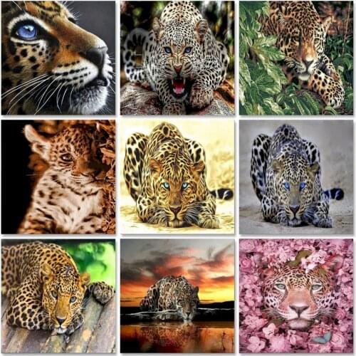 GATYZTORY 60x75cm Frame Leopard Diy Painting By Numbers Kit Picture By Numbers Animals Coloring By Numbers Modern Wall Art Artwo