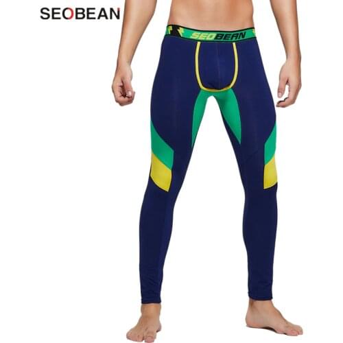 SEOBEAN 2020 Mens Long Johns Autumn and winter Men Thermal Underwear Bottom Male Legging Tight Warm Pants Stitching Long Johns