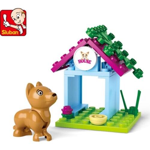 19PCS SLuban Street View Building Block 0513 Puppy House Girl Small Particles Assembling Toy Gift