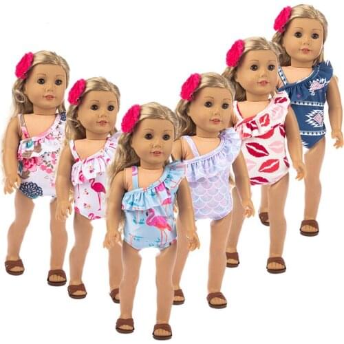 2021 New Pattern Fashion Printed Swimsuit Bikini Fit 18 Inch American&43cm Baby New Born Doll Clothes Accessories