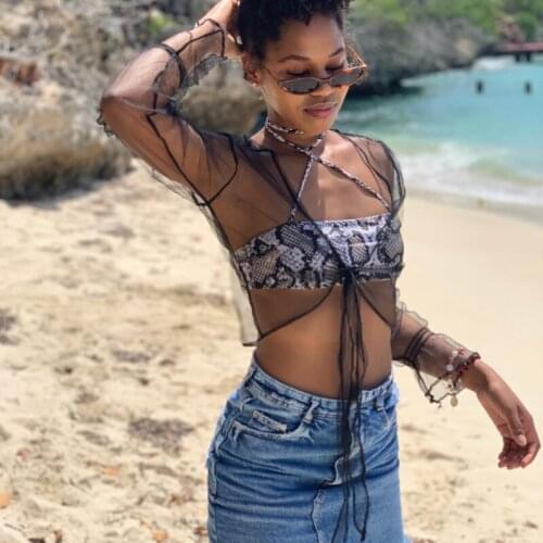 2020 New Explosion Models Halter Snake Pattern Bikini Swimsuit Ladies Sexy Split Tube Top Swimsuit Bikini Swimsuit