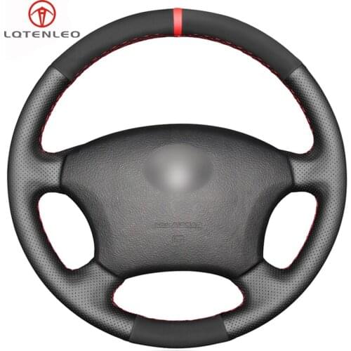 LQTENLEO Black Leather Suede Car Steering Wheel Cover For Toyota Land Cruiser Prado 120 Sienna Hilux 4Runner Sequoia Highlander