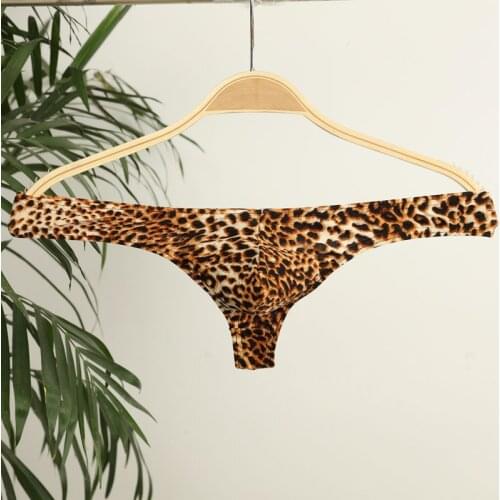 Mens Sexy T-Back Thongs G-Strings Male Leopard Print Low-Rise Man Comfortable Underwear 2019 New