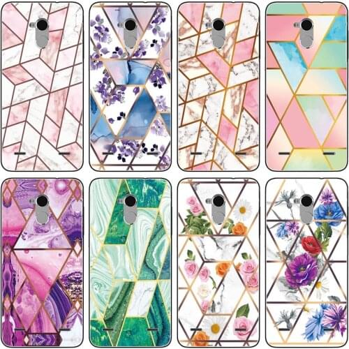 Soft Phone Case for ZTE Blade V7 Lite Funda Glossy Colorful Flower Silicone Phone Back Cover Geometric Marble Shell