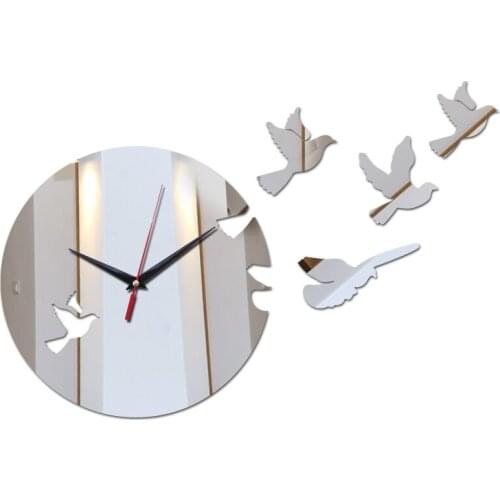 Hot new 3d diy acrylic mirror sticker wall clocks clock horloge large living room decorative needle free delivery