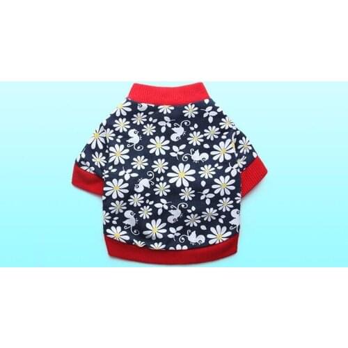 New dogs cats spring summer t shirt costume doggy fashion flower printed t shirts clothes puppy vests pet dog cat vest 1pcs