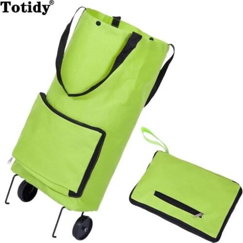 New Folding Shopping Bag On Wheels Bag Food Shopping Organizer Trolley Bag Fruit Vegetables Shopping Cart Organizer Portable Bag