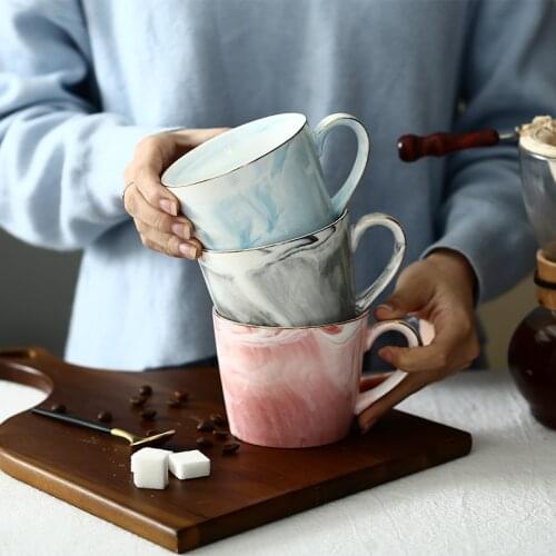 2021New Selling Nordic Denmark Marble Ceramic Cup Water Cup Coffee Cup Tea Cup Color Mug Couple Long Distance Relationship Gifts