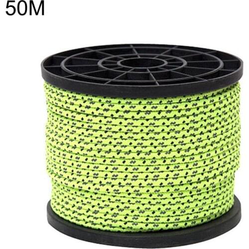 4MM 50M Green Reflective Camping Tent Rope Outdoor Travel Hiking Camping Runners Cord Windproof Fluorescent Paracord