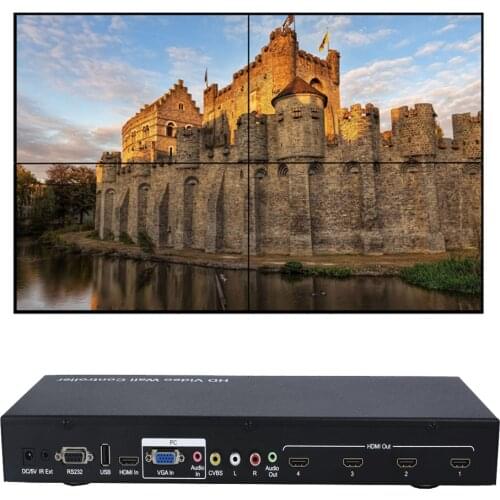 PUZHIJIE vga to hdmi video wall controller supports HDMI VGA AV USB input and 1x4 2x2 HDMI video wall processor HDMI matrix