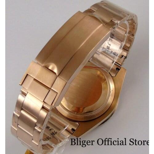 Wristwatch Strap 20mm width Lugs Watch Bracelet fit for BLIGER Watch Full Rose Gold Coated Nologo Adjustable Deployment Clasp