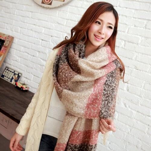 2020 Women Winter Circle Yarn Scarf Mohair Horizontal Stripes Ladies Shawl Korean Long Size Soft Warm Scarves Casual Accessories