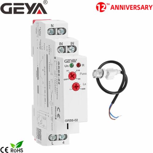 GEYA GRB8-01 Din rail Twilight Switch Photoelectric Timer Light Sensor Relay AC110V-240V Auto ON OFF