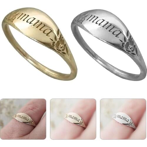 Vintage Fashion Mama Rings Mothers Day Gift Engraving Letter Statement Ring Jewelry Wedding Engagement Bride Mom Finger Ring