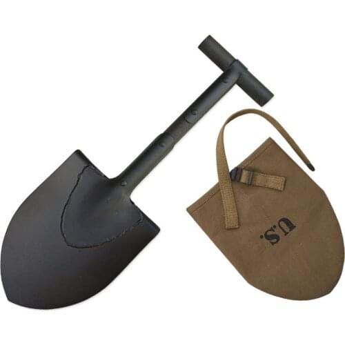 WW2 US ARMY USMC AIRBORNE M1910 T-HANDLE SOLDIER SHOVEL WITH COVER MILITARY TOOL 48CM