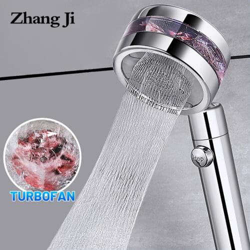 ZhangJi 360 Degrees Rotating Double-sided Turbocharged Shower Head with Switch on/off Button High Pressure Water Saving Shower