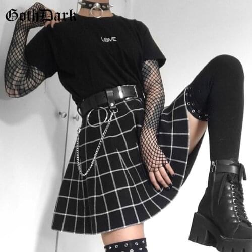 Goth Dark Plaid Grunge Aesthetic Punk Mini Skirts Women Mall Gothic High Waist Summer Skirt A-line Patchwork Party Alt Clothes