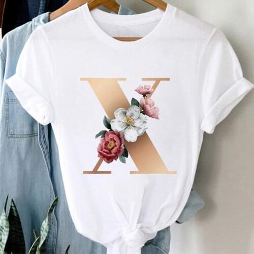 2021 Women Clothing 26 Letter Customization T-shirts Ladies Fashion Top Female Tees Casual Short Sleeve Ladies T-shirt