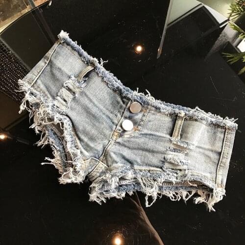 2020 Summer Short Femme Low Waist Thong Jeans for Women Micro Bikini Mini Short Sexy Womens Denim Shorts Night Clubwear Blue New