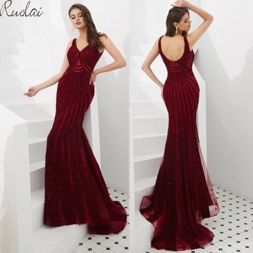 Mermaid Gown Luxury Evening Dresses Long 2019 V neck Evening Gowns For Women Evening Dress vestidos de fiesta robe de soiree