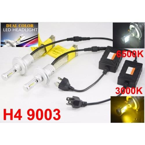 1 Set H1 H4 H7 H11 9005 9006 9012 60W 8000LM S5 LED Headlight Dual Color 3000K Golden Yellow 6500K Pure White All in One Fanless