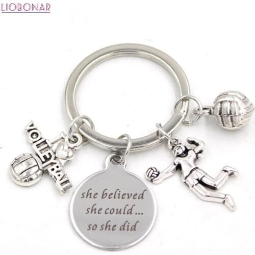 1PC New Arrival Stainless Steel Key Ring Keychains I Love Volleyball Keychain Sport Keyring Gifts for Men Women Jewelry