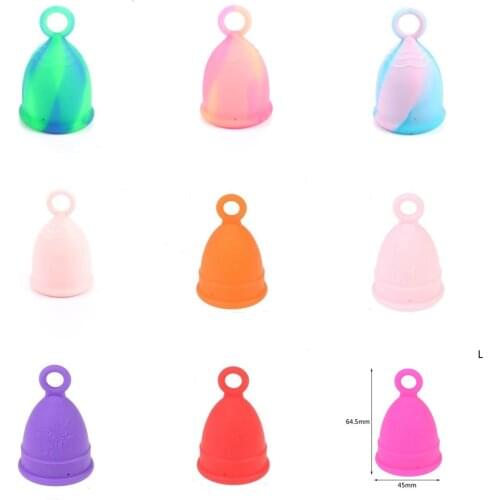 1PC Colorful Women Cup With Ring Medical Grade Silicone Menstrual Cup Feminine Hygiene Menstrual Lady Cup Health Care Period Cup