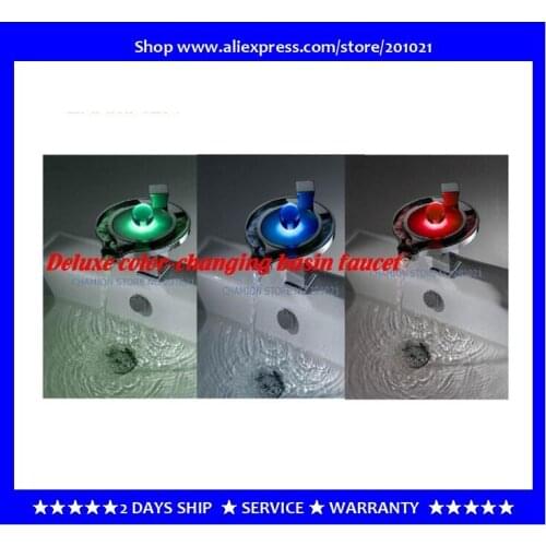 100% Copper LED waterfall faucet thermostat color-changing hot & cold basin faucet,art and patented