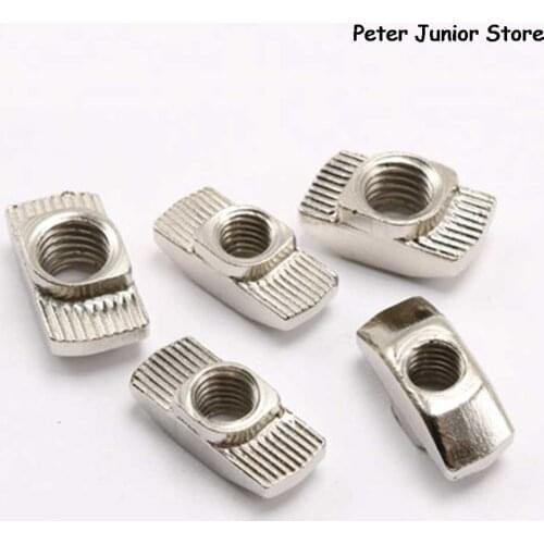 100pcs 50 pcs M3/M4/M5*10*6 For 20 Series Slot T-nut Sliding T Nut Hammer Drop In Nut Fasten Connector 2020 Aluminum Extrusions