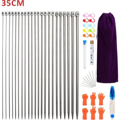 22pcs Stainless Steel Knitting Needles Straight Single Pointed Sweater Knitting Needle Set DIY Craft Weaving Sweater Scraf Tool