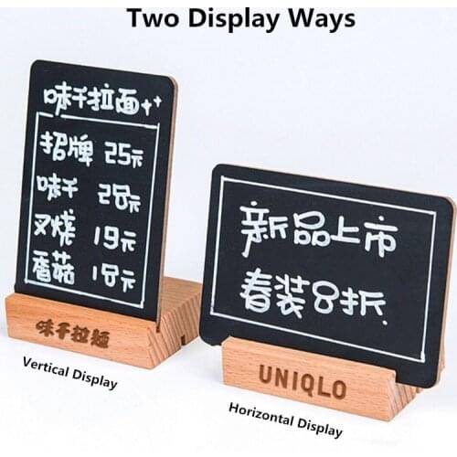 A6 DIY Wooden Tabletop Chalkboard Sign Display Stand Restaurant Wedding Bar Countertop Message Memo Board