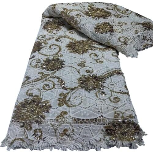 African Mesh Lace Nigerian Guipure Cord Fabric 2021 High Quality Lace French Laces Sequins Fabrics For Wedding Dress cd66-560