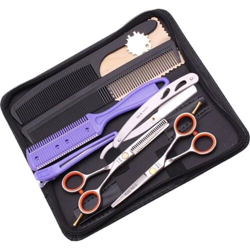 AQIABI 4.0/5.0/5.5 Inch Barber Scissors Flat Cut Teeth Scissors Thinning Bangs Hair Salon Set Hairdressing Tools